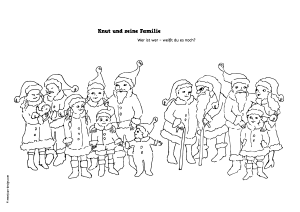 Rästel-Adventskalender-Ausmalbild: Knuts Familie