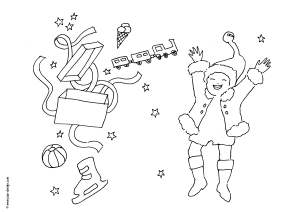 Rästel-Adventskalender-Ausmalbild: Knuts Geschenke
