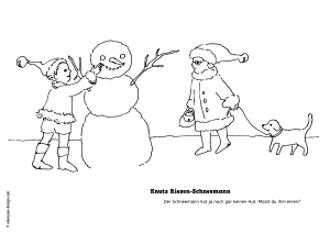 Rästel-Adventskalender-Ausmalbild: Knuts Schneemann